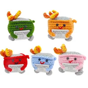 Emotional Support dumpster fire hook knit decoration, Cute Funny Handmade Office Desk Accessory, Desktop Decoration Gift for Birthday, Suitable for Men and Women