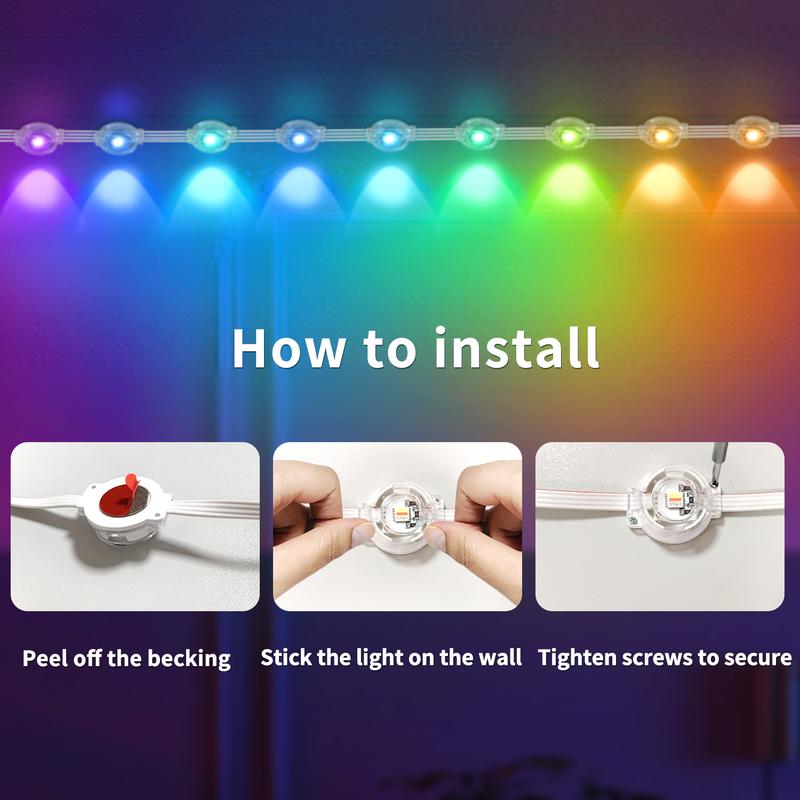 Permanent Outdoor Light,RGB Eaves Lights,DIY Scene Modes IP67 Waterproof Outdoor Under Eave Lighting,led Lights for Decor,Garden Decor,House,Party Bluetooth Strip with Timer