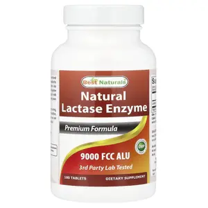 Best Naturals Natural Lactase Enzyme, 9,000 FCC ALU, 180 Tablets