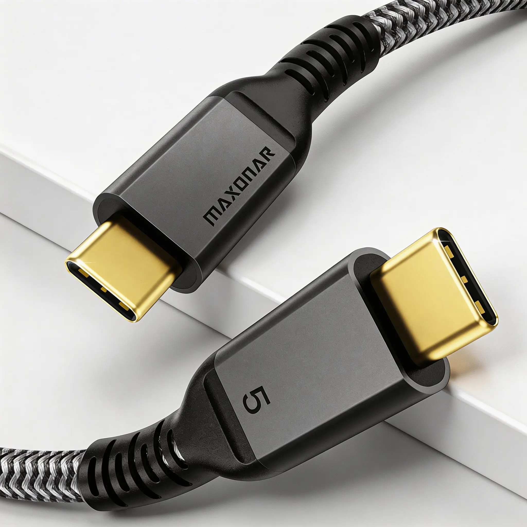 Maxonar Thunderbolt 5 Cable - 4FT, 80Gbps, 240W Charging Plug, Dual 8K Display Support, Compatible with MacBook Pro/Air, eGPU, SSD & Other Devices