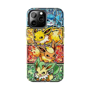 Anime cute Pokemon Eeveelutions Case for iPhone 17-7 Pro Max Plus & Samsung Galaxy S26-S21 Ultra Plus - Comic Panel Aesthetic Phone Cover unisex