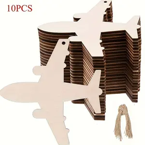 10 Wooden Airplane Cutouts DIY Hand Drawn Craft, Holiday Hanging Decorations, Gift Tags, Home Decoration, Perfect for Weddings, Birthdays, Parties