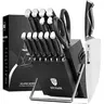 Interstellar Future 15Pcs Knife Set | NSF Certified | Block w/ Built-in Sharpener | Full Tang, Edge Retention, Food Grade Home Kitchen