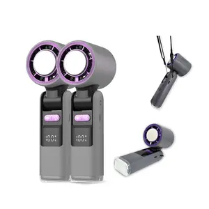 Two-Piece Turbine Cooling Fan Set, LED Display, 13,000 Rpm Speed, 100 Adjustable Levels, Neck Strap Flashlight Function, Travel/outdoor Use