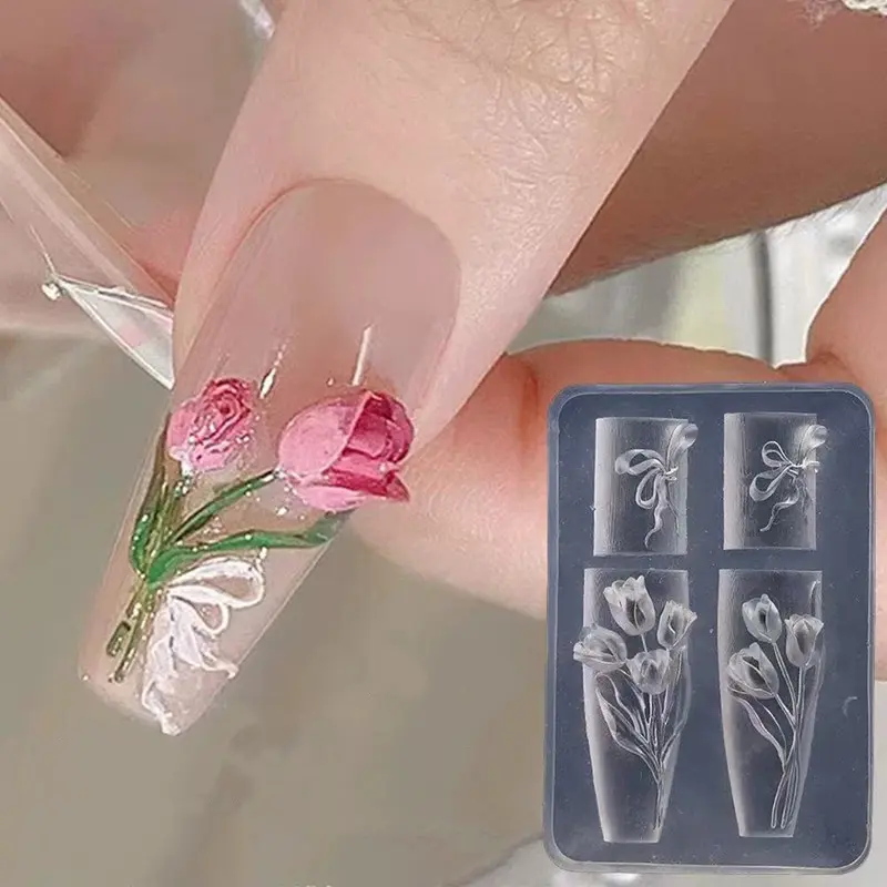 3D Flowers Silicone Nail Mold, Nail Art Supplies, Resin Molding Tool for Charm Creation