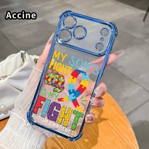 Phone Case for iPhone 17 Pro Max 16 15 Plus Air 14 13 12 11 E Autism Battle Bond Pattern Four-corner Thickened Anti-drop Protective Silicone Cover Gift