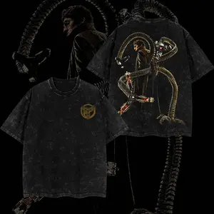 Super-style The Master Planner Doctor Otto Octavius "DOC OCK" Spidey-Man Hero MCU Comics Double Printed Oversize Lightweight Acid Washed Tee Hoodie TV Series Graphic Design Unisex Top Cotton Streetwear T-Shirt Hoodie Sweater Clothes Menswear 3IZ