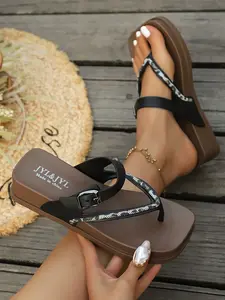 Women's White Snake Print Thong Platform Slide Sandals, Y2K Street-Chic Style, Casual Vacation Slides #Y2KStreetShoes, #SnakePrintThongSlides, #CasualVacationChicSandals