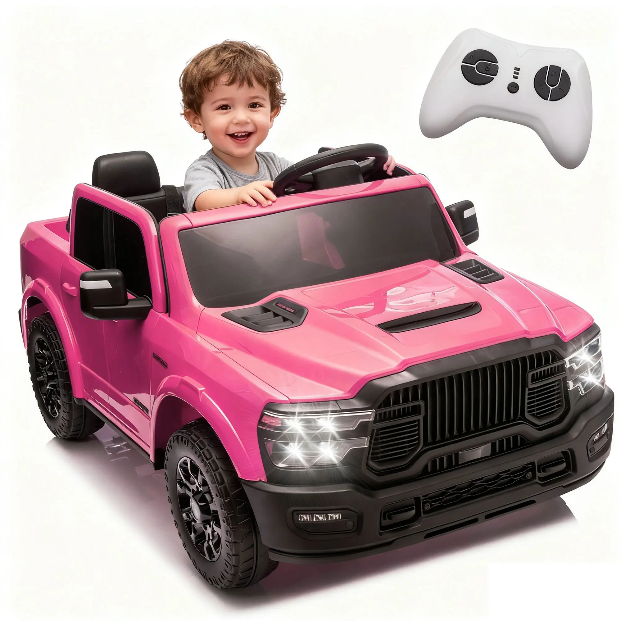 24V 160W 2-seater Kids Ride On Truck,W/ Remote Control,W/2WD&4-Wheel Suspension,Storage Space&High Door Design,Built-in Music&Bluetooth,USB/MP3 Port for 3-6