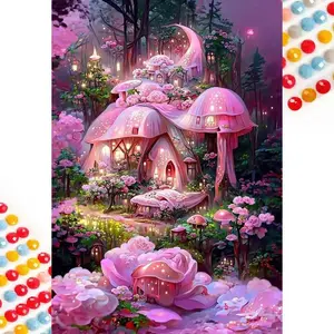 Mushroom House Pattern DIY Diamond Arts Colorful Painting Kit without Frame, DIY 5D Diamond Arts Colorful Painting Kit, Wall Art Decor for Home