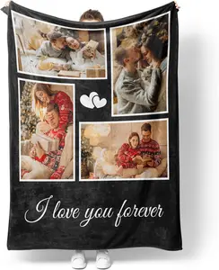 Customized Blankets with Photos Personalised Picture Collage Blanket Soft Using My Own Photos Custom Gifts for Christmas, Family, Friends Gifts-76X100cm