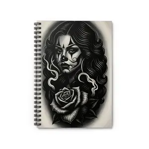 Chicana Clown Rose Spiral Notebook – Black & Grey Art Edition