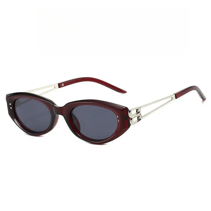 Luxury Cat Eye Sunglasses for Women, Retro 2-Tone Acetate Statement Frame with Hollow Metal Temples, Anti-Glare UV400 Lenses for Daily Shopping, Luxury Sunglasses, Statement Frame Glasses, Hollow Temples, Anti-Glare Glass, Avant Garde Women's Sunglasses