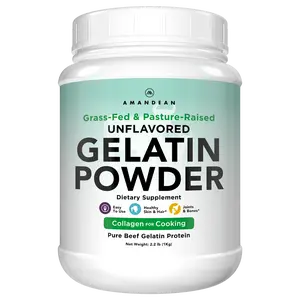 AMANDEAN Grass-Fed Gelatin Powder, High-Protein Collagen Supplement for Joints, Bones, Skin, Hair, and Gut Health. Unflavored, 18 Amino Acids, 2.2lbs.