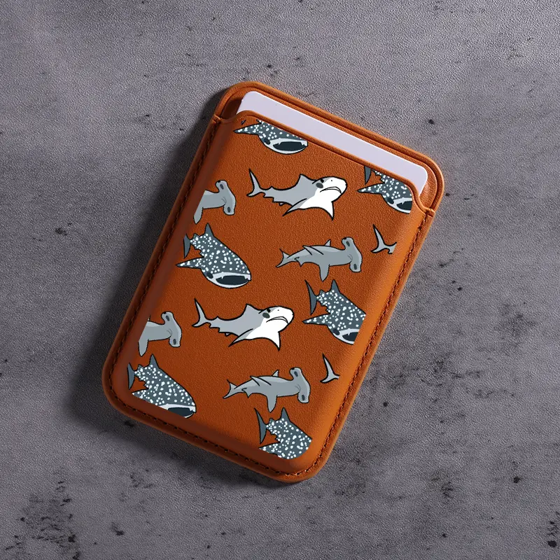 Premium Faux Leather TPU Magnetic Card Holder Phone Case - Cute Whale Print, Fashionable Creative Design, Ultra-Thin Shockproof Cover with Magnetic Closure, Protection for iPhone 12-16 Pro Max by summerwins