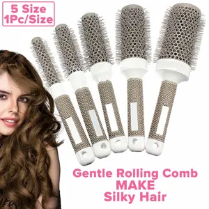 6 Sizes Hair Brush Nano Thermal Ceramic Ionic Round Barrel Comb Hairdressing For Hair Salon Styling Thermal Blowout Brush Hair Styling Combs Barrel Drying Curling Adding Hair Volume