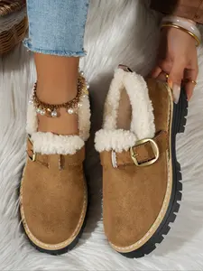 New Women's Flat Comfortable Versatile Western Slip On Faux Fur Lined Outdoor Wear Suitable for Various Occasions