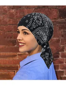 Women's Fashion Casual Floral Hat, Elastic Curved Cap, Headscarf Wrap, Walnut Flower Triangle Beanie, Style, Summer Scarf