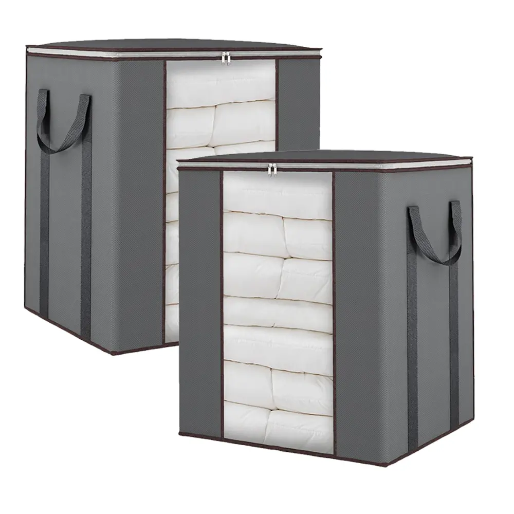 2 pack Large Blanket Storage Bags Foldable Comforter Storage with Reinforced Handles Closet Organization  for Organizing Bedroom, Closet, Clothing