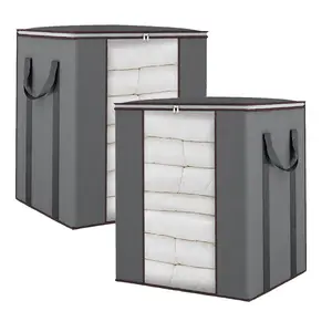2 pack Large Blanket Storage Bags Foldable Comforter Storage with Reinforced Handles Closet Organization  for Organizing Bedroom, Closet, Clothing