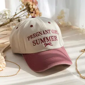 Embroidered Pregnant Girl Summer Hat, Beach Pregnancy Announcement Cap, Pregnancy Reveal Hat