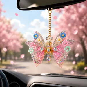 Sparkly Crystal Car Screen Edge Clip, Pink Rhinestone Vehicle Monitor Decoration Clamp, Luxury Universal Auto Dashboard Display Border Styling Accessories