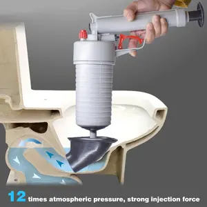 High Pressure Pneumatic Air Drain Blaster, Rubber & Plastic Household Pipe Plunger Tool, Powerful Manual Clog Remover for Sink, Toilet with Splash Protection