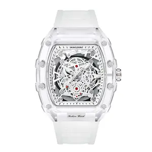 Cross-border Watch Unique Barrel-shaped Quartz Watch Fashion Transparent Men's Watch Waterproof Wristwatch