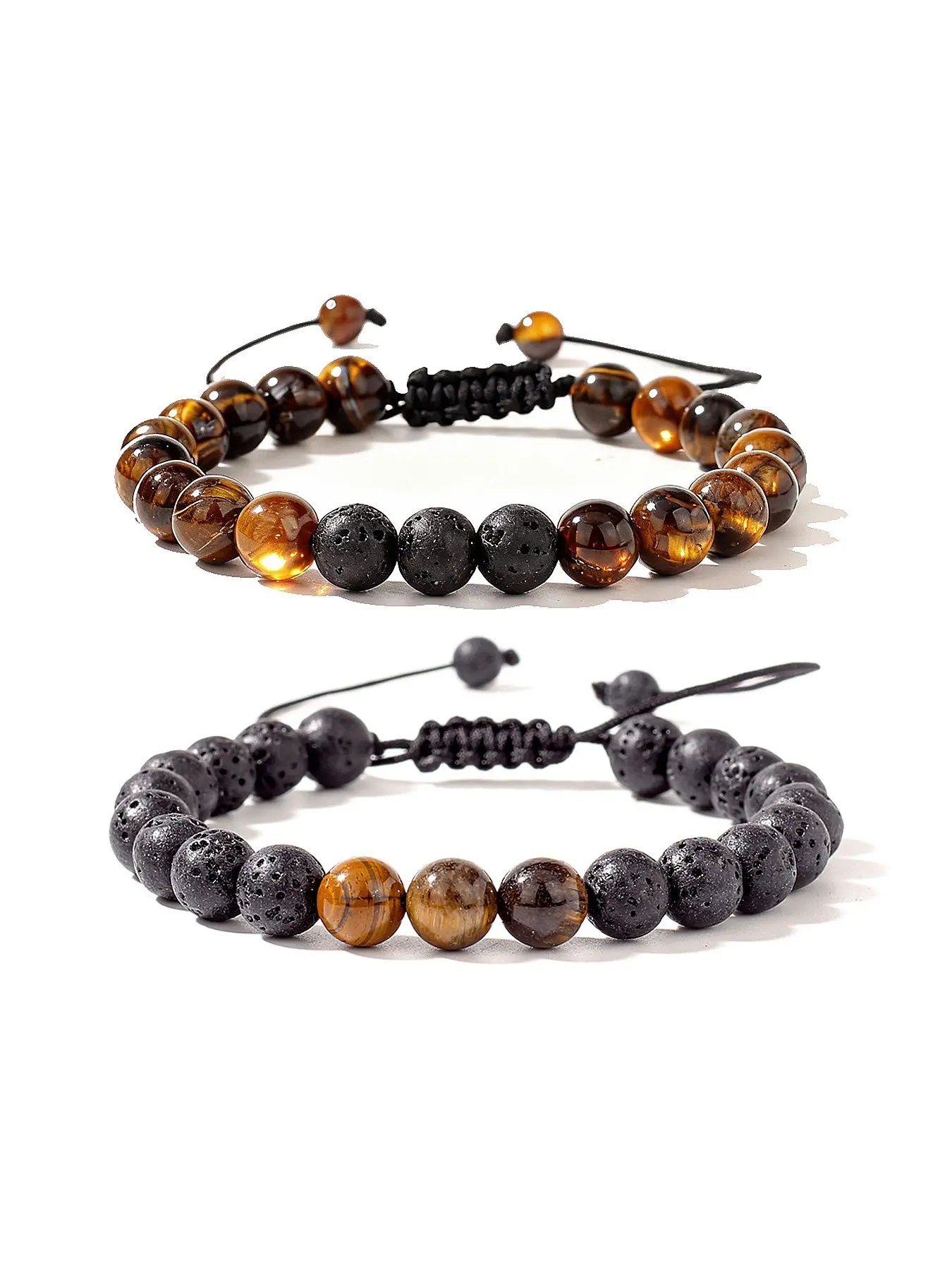Natural Tiger Eye Volcanic Stone Bead Bracelets, High Quality Bracelet, Healing Crystal Bracelet, Shield Negative Energy, Calm Design, Couple Jewelry, Fashionable Gift for Lovers