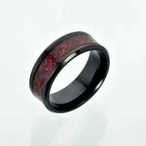 Elegant Red & Green Carbon Fiber Dragon Ring for Men and Women - Vintage Style, with Sparkling Cubic Zirconia Accents, Perfect for Daily Wear, Gifts, and Special Occasions, Valentine'S Day Gift