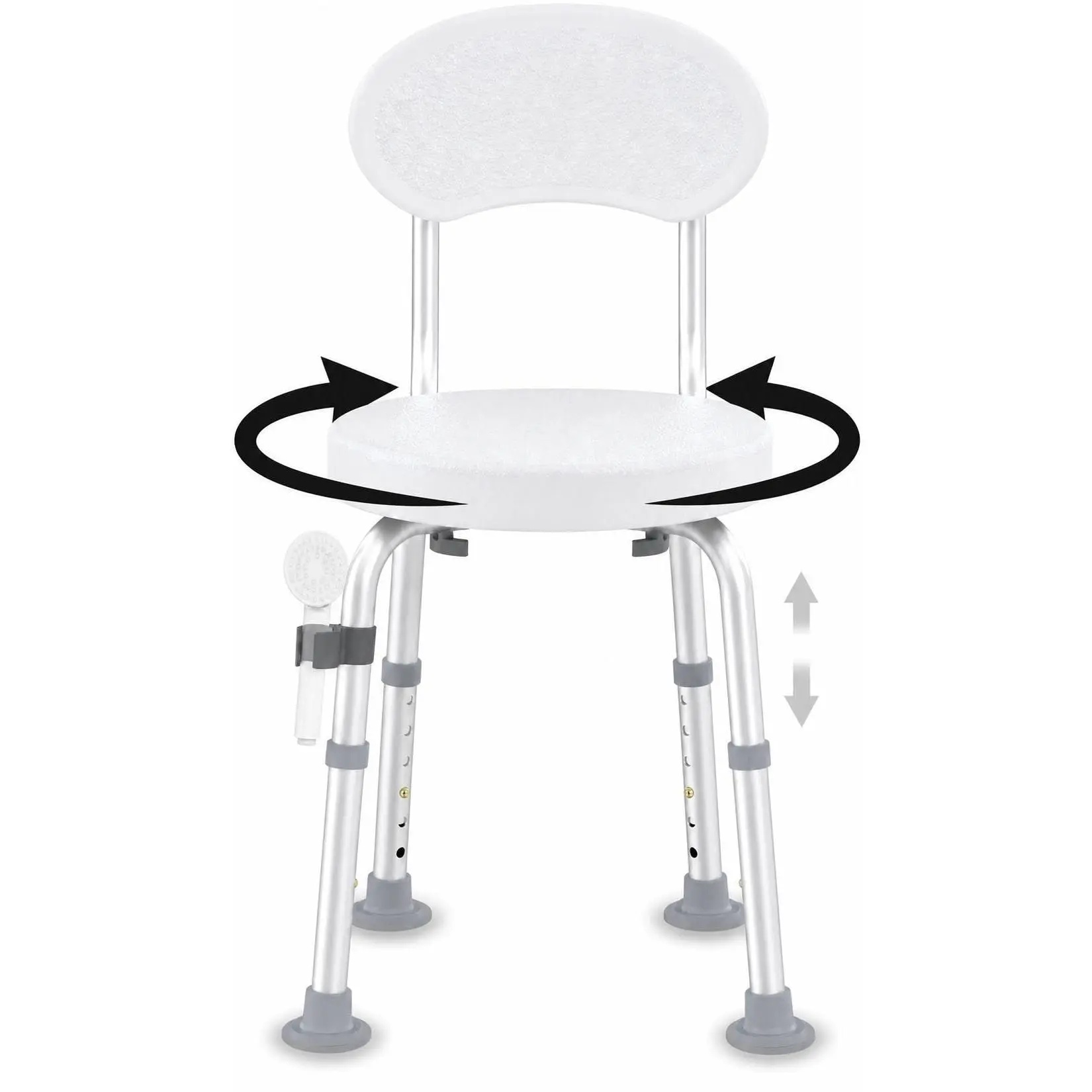 Swivel Shower Chair for Seniors – 360° Rotating Bathtub Chair, Non-Slip Heavy Duty Aluminum Shower Seat with Backrest, Height Adjustable Bath Seat for Elderly, Disabled & Pregnant Women