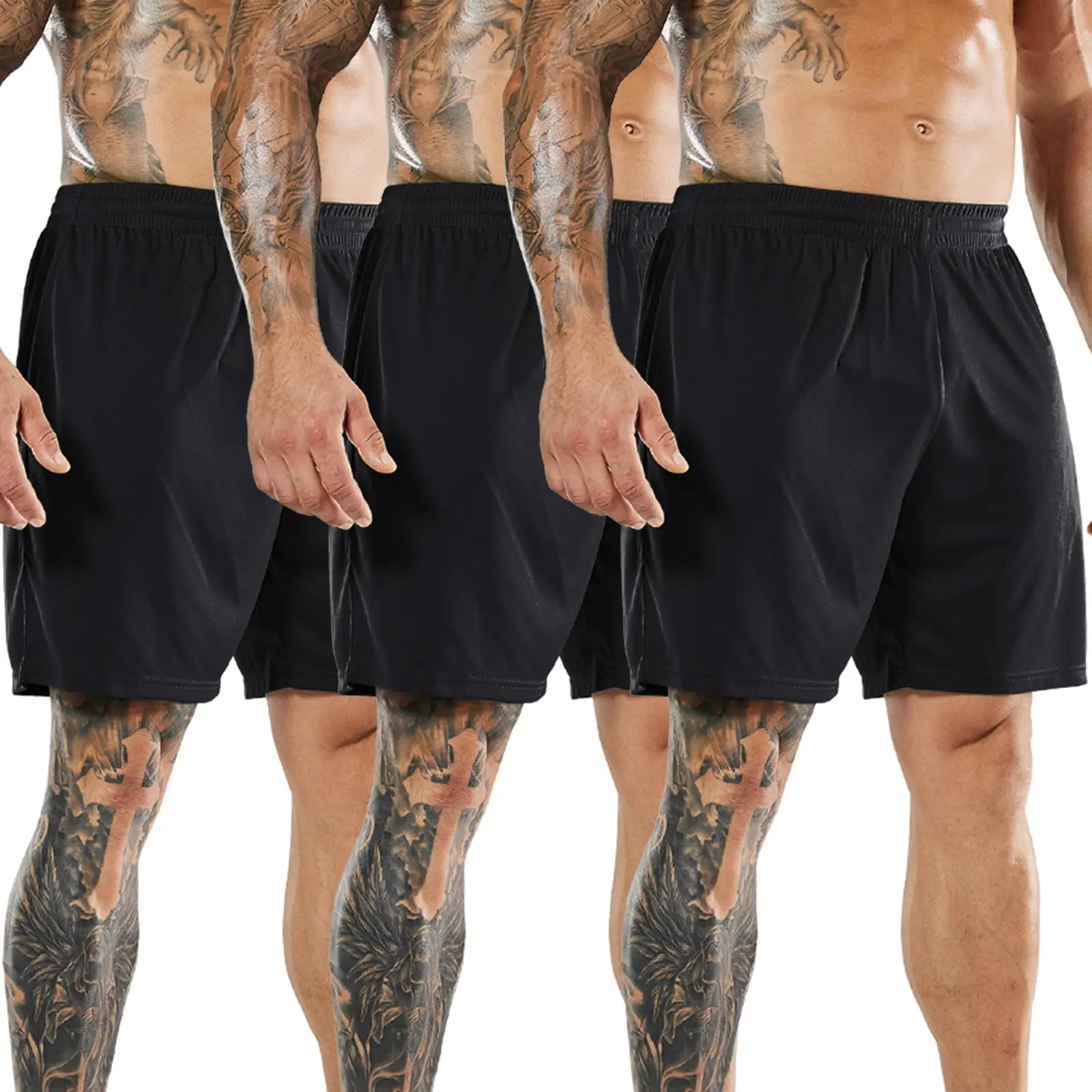 Men's Soccer/basketball/athletic Shorts Without Pockets No Liner Running Workout  3 Pack