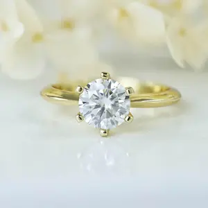 Janefashions 2ct Round Cut VVS1 GRA Certified Moissanite Solitaire Sterling Silver Engagement Bridal Ring S0402Y