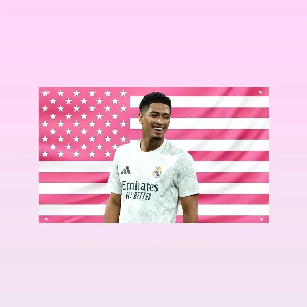 Jude Bellingham Flag, Pink US Flag, Black US Flag, American & UK Flag, Football Star Wall Decor, Soccer Fan Gift