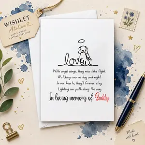 Personalized Pet Memorial Sympathy Card for Dog Loss, Custom Dog Remembrance Card, Rainbow Bridge Bereavement Greeting Card, In Loving Memory of Pet