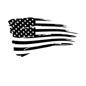American Flag Distressed Decal Sticker - Original Design with Distressed Black and White Stripes