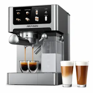 Automatic All-in-One Coffee Maker One-Touch Latte Art Programmable Recipes Commercial Grade 3-in-1 Cappuccino Espresso Latte 1.8L Water Tank 1350w 1000w Dual-Pressure Pumps Indoor Semi-automatic