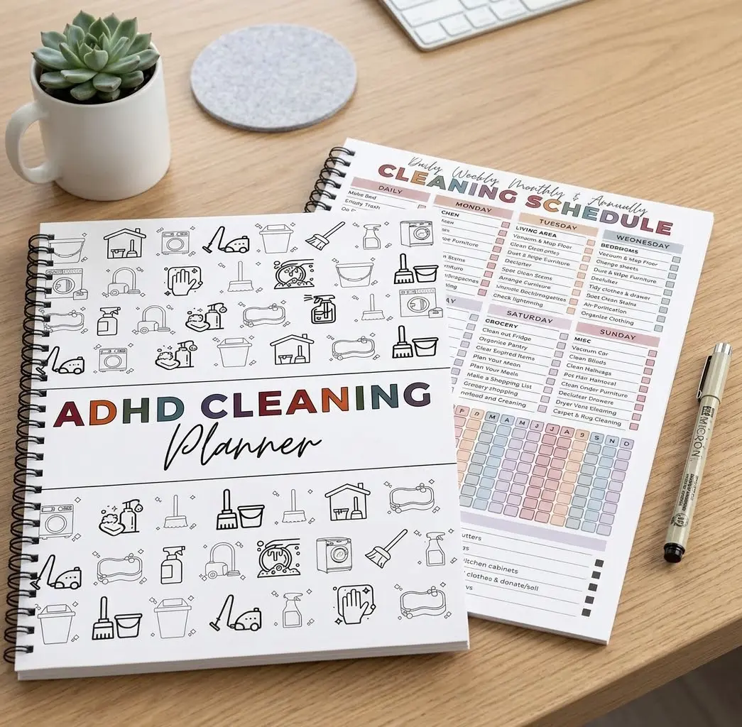 Adhd Cleaning Planner for Adults and Teens Adhd Cleaning and Organizing Planner Cleaning Schedule and Checklist Notebook List Daily Weekly Monthly for Home Chore Chart Adhd Daily Planner