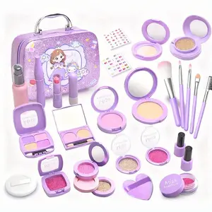 22Pcs/18Pcs Girls Makeup Kit with Glitter Eyeshadow, Lipstick & Cosmetic Bag – Portable Play Cosmetic Set with Brushes, Nail Polish & Sparkle Palette, Ideal Gift for Christmas, Easter, Birthdays & Dress-Up Parties