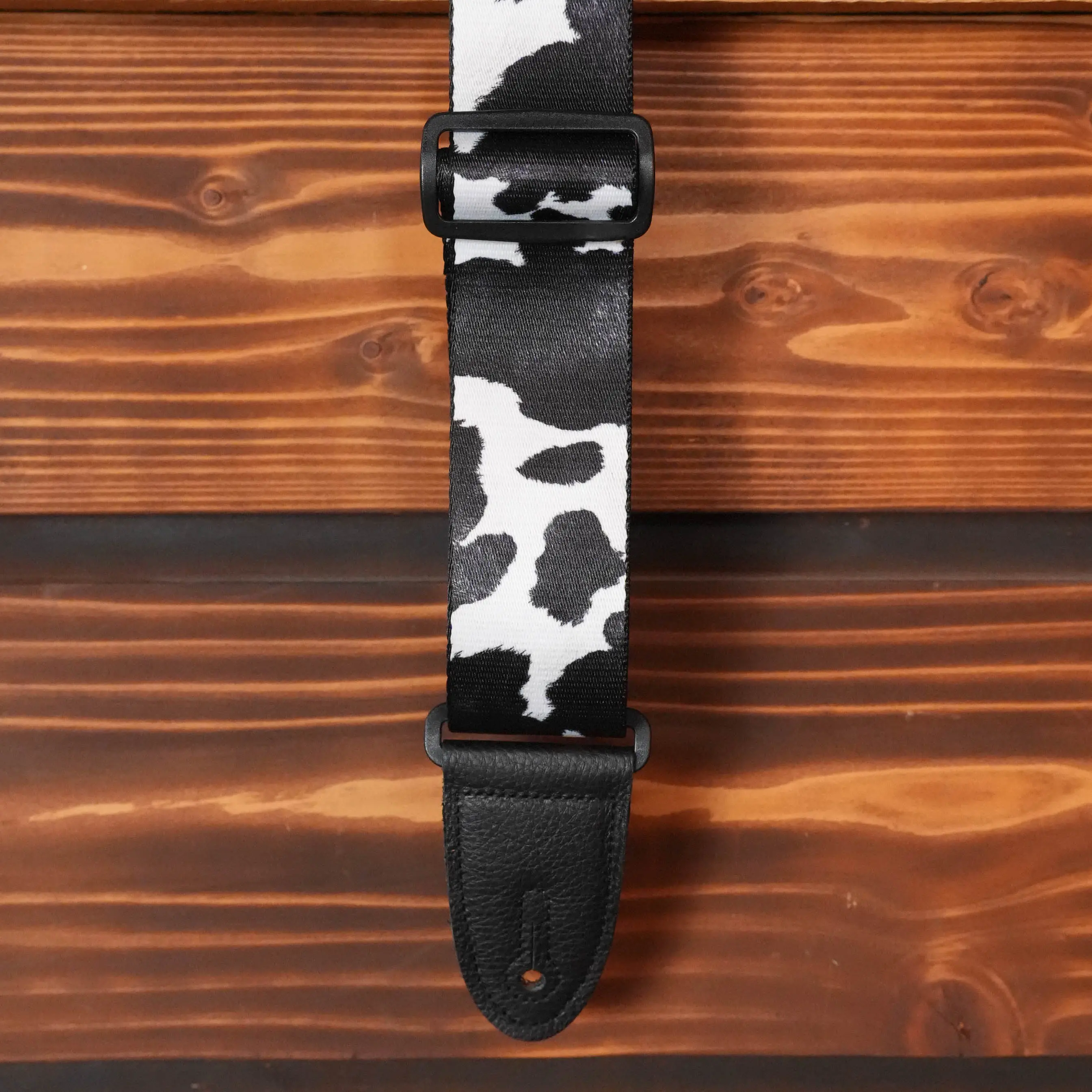 Levy's Leather Animal Print Black and White Cow Guitar Strap