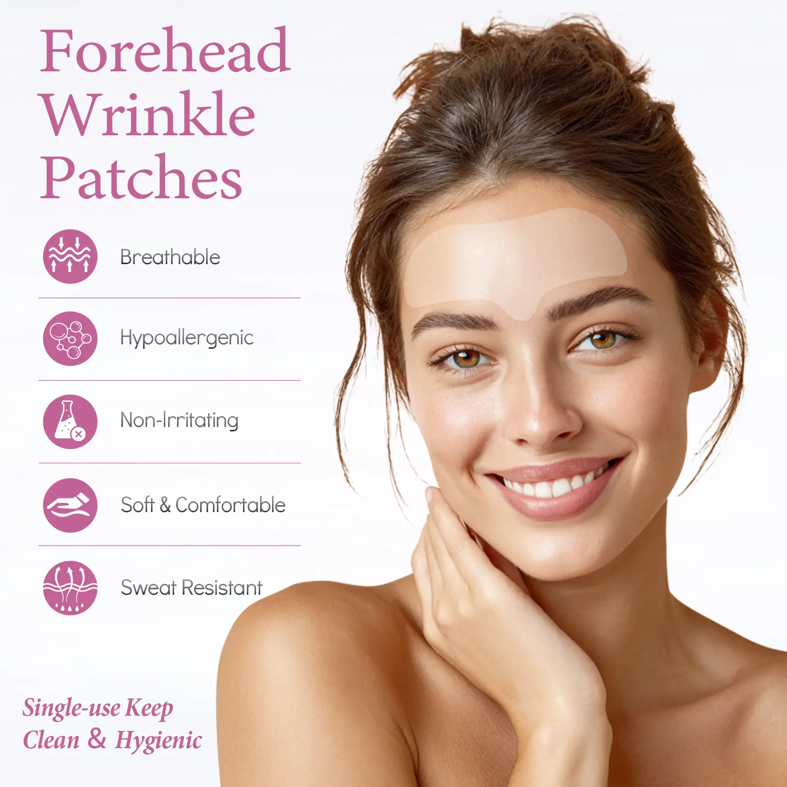 Forehead Facial Anti Wrinkle Patches: Soften Gentle Forehead Age 25-35 Women - Smooth Frown Lines & Fine Creases Single-Use Hypoallergenic Non-Silicone Hygienic Before Makeup Overnight Use Gift 12PCS