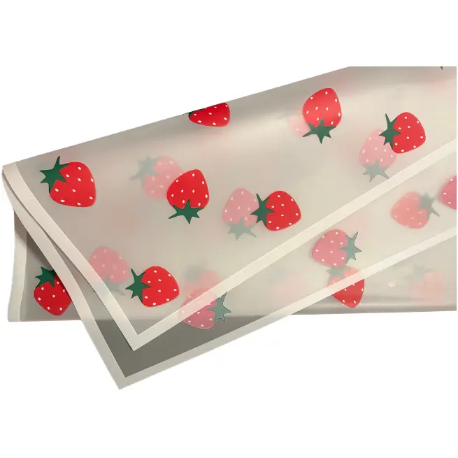 White with Strawberries Bouquet Wrapping Paper