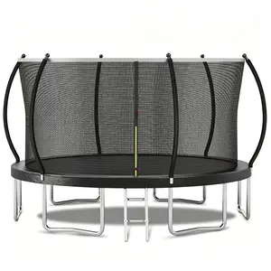 Trampoline with Net for Kids & Adults - Heavy Duty Outdoor Trampoline for Backyard Yard Games - ASTM Certified with 6 W-Shaped Legs, Ladder & Jumping Mat - Family Fun Fitness