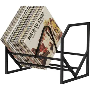 Vinyl Record Storage Rack, Vinyl Record Holder Rack 100 Lps, Album Display Shelf for Records Storage and Holder, Reinforced Design Metal Records Rack Organizer (1 Tier)