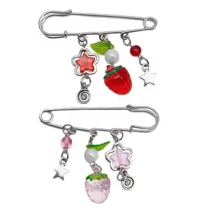 Cute Strawberry Star Metal Brooch, Versatile Bag and Jacket Accessory, Waist Cinching Pin, Anti-Slip Buckle, Wholesale Available