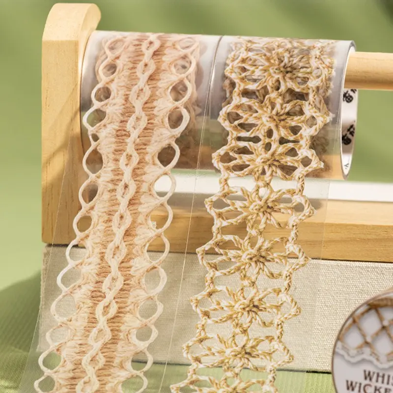 200cm/roll Imitation Burlap Pet Tape with Natural Texture Design, Creative Scrapbooking Material for Journal and Art Decoration