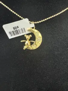 14K GOLD FILLED MOUSE IN THE MOON PENDANT