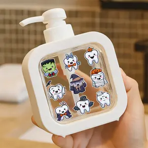 Cute Tooth Characters Halloween Soap Dispenser - Moisturizing Hand Pump Bottle, Kitchen & Bathroom Soap Dispenser, Durable Plastic for Themed Parties, Halloween Decorations, Everyday Use, Playful Design