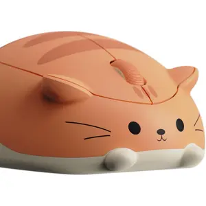 Cat Theme Wireless Gaming Mouse, 2.4G GHz with a USB Receiver, Cute Optical Cordless Cartoon Mice for Computer/Laptop/Desktop/PC, Compatible with Mac/Win Orange Kate