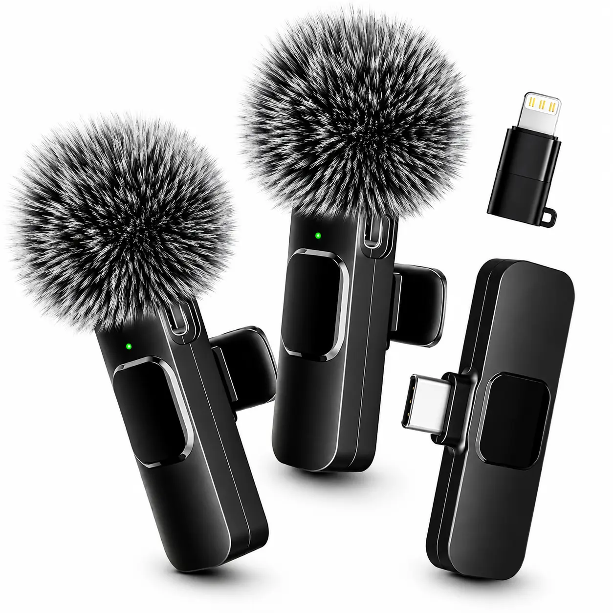 Professional Wireless Lavalier Lapel Microphone for iPhone, iPad, Mini Video Recording Mic for Interview Video Podcast Vlog YouTube & Livestream, Noise Reduction, Plug & Play ，2 Pack (Lightning Port)